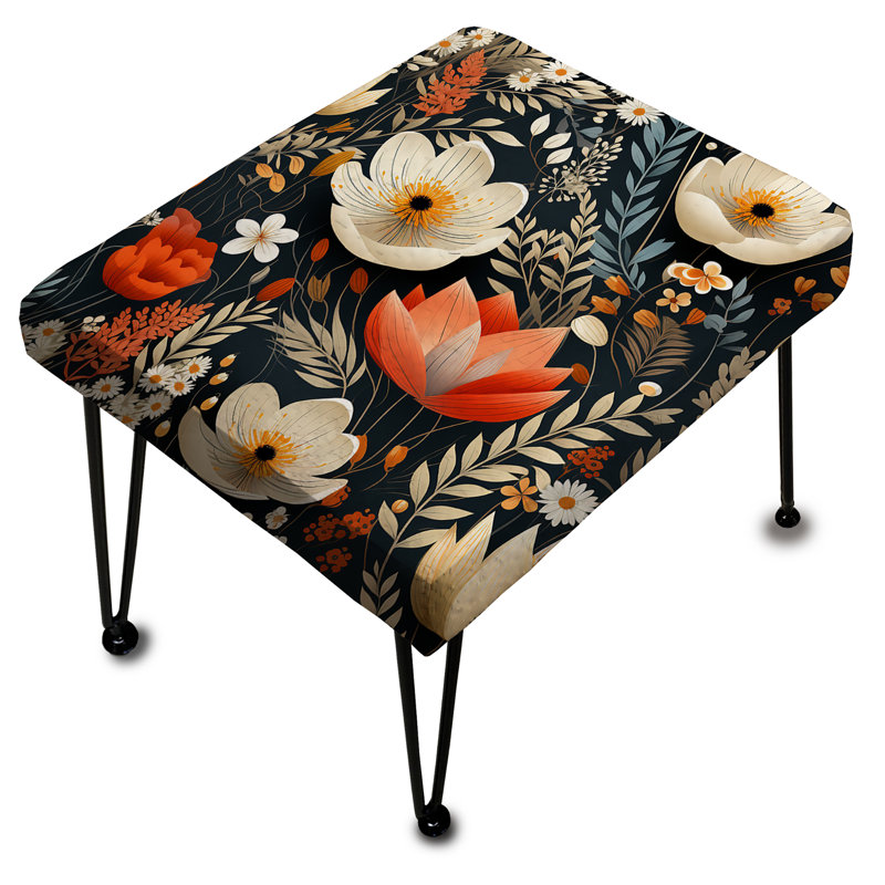 Lachenit - Élégant charme champêtre blanc - Repose-pieds rectangulaire floral
