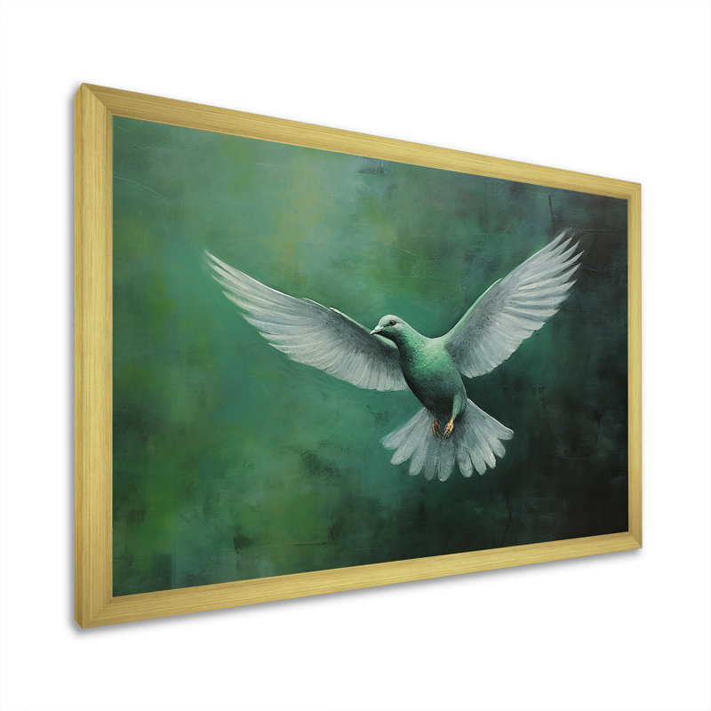 Teal Dove S Journey I - reproduction sur toile, Cadre doré simple, H 34 po x l 44 po x P 1,5 po