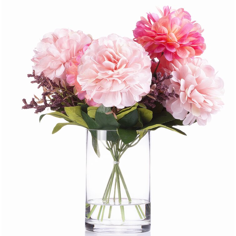 Red Barrel Studio® Silk Dahlia Arrangement in Vase & Reviews | Wayfair