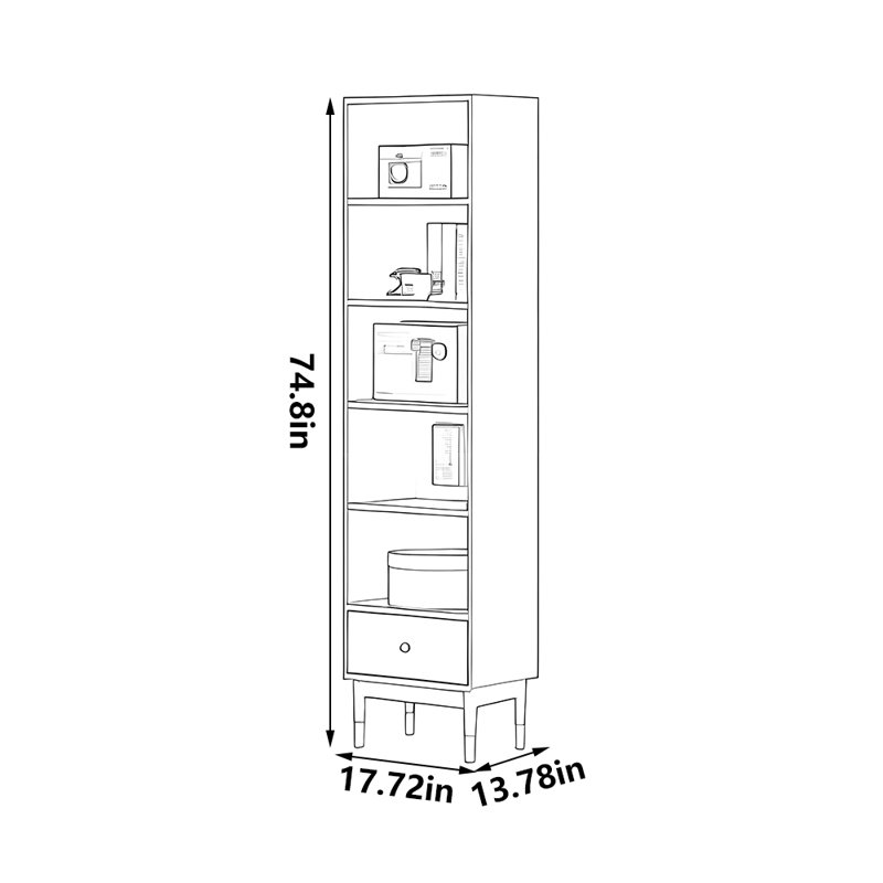 Bibliothèque classique classique pour la maison, (5 tablettes) H 74,8 po x l 17,72 po x P 13,78 po