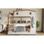 Lit superposé grand sur grand avec lit gigogne et tablettes de rangement, lits superposés en bois massif avec crochets, aucun sommier nécessaire