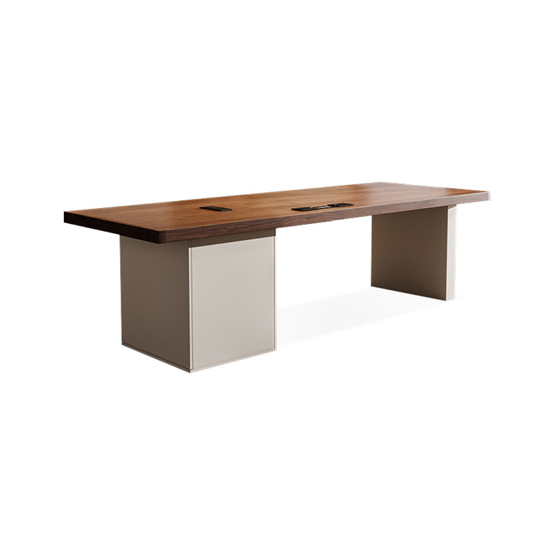 Bureau rectangulaire à 3 tiroirs brun noisette + blanc beige + bois manufacturé, H 29,53 po x l 62,99 po x P 31,5 po