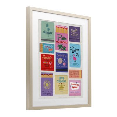 Retro Glam Matchbooks Framed Print Under Glass, design by Nina Seven