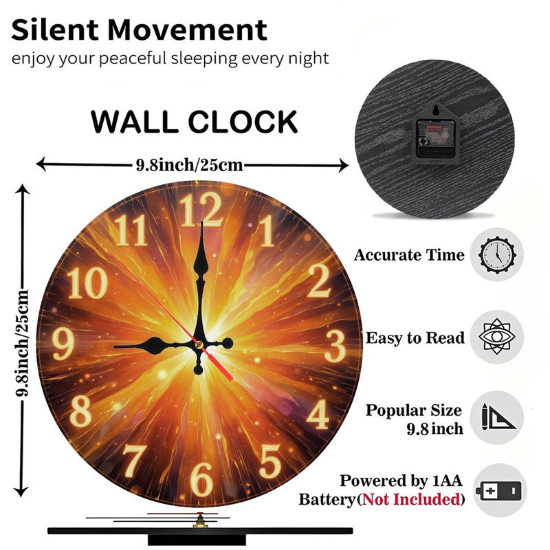 Horloge chiffres Fiery Burst