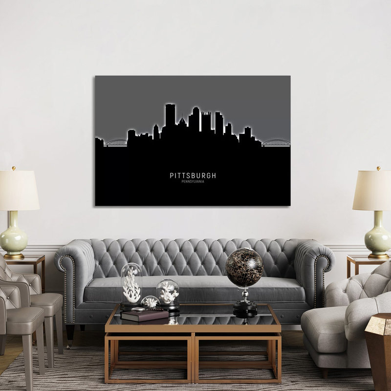 «Pittsburgh Pennsylvania Skyline» par Michael Tompsett, impression sur toile tendue, H 40 po x l 60 po x 1,5 po