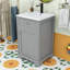Meuble-lavabo contemporain simple avec lavabo en céramique, porte à fermeture douce et tablette réglable-1325059899