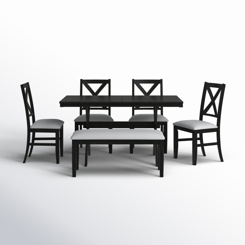 Ensemble repas pour 6 personnes Shawn, Noir