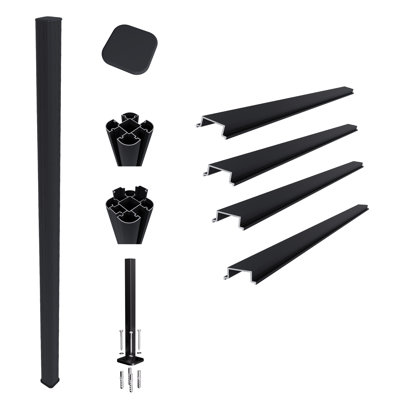 Ultra Easy Fencing 3.75 in. x 3.75 in. x 96 in. Gray Aluminum Ground Install Post for 6 ft. x 6 ft. Composite Fence Panel