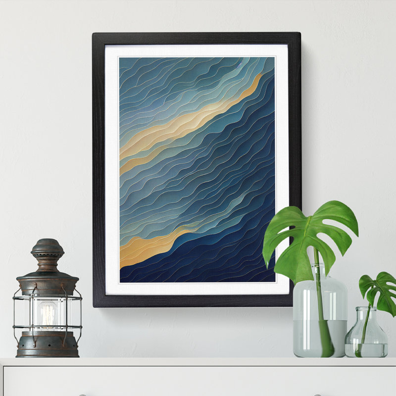 Caskey Ocean Abstract Vol.1 - Single Picture Frame Print, 64cm H x 46cm W x 2cm D, Walnut