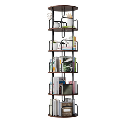 Rotating Bookshelf Tower 5 Tier,spinning Bookcase, Revolving 360 Book Shelf Narrow Tall Bookcase, Vertical Turning Round Storage Bookshelf ,book Shelf by Latitude Run
