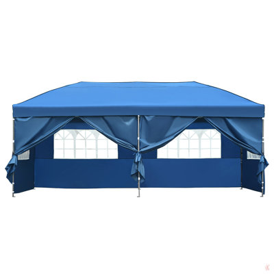 Auvent 10X20 avec parois latérales, tente extérieure robuste pour la cour arrière, tente de mariage pour les fêtes avec sac à roulettes