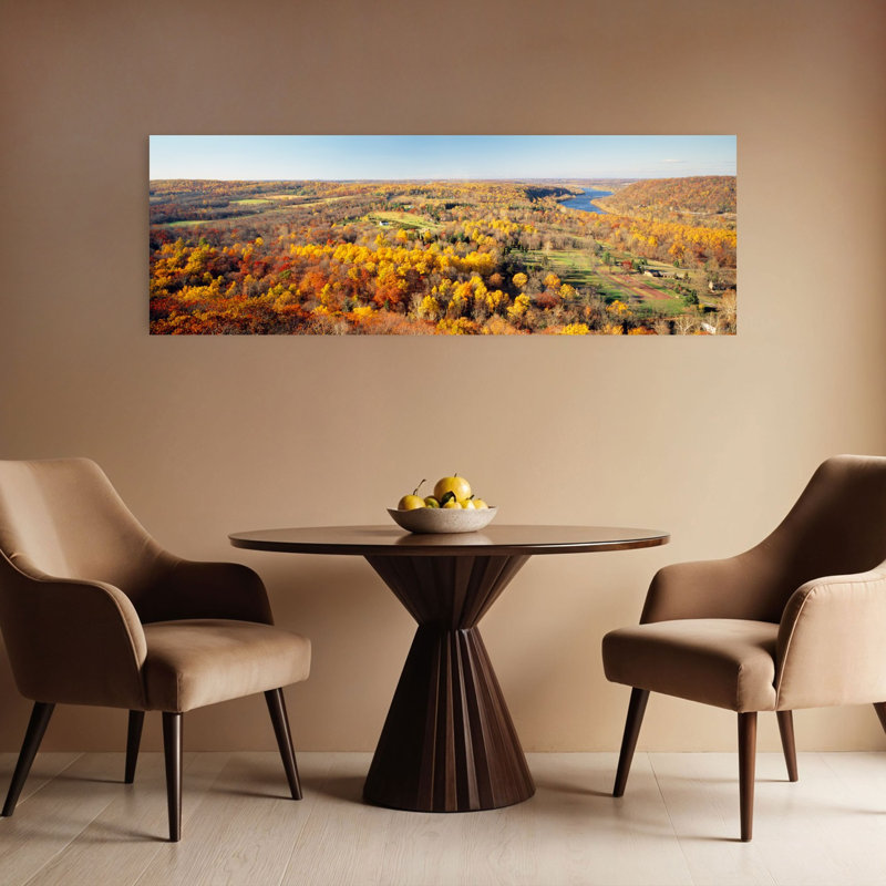 Aerial View Of A Landscape Delaware River Washington Crossing Bucks County Pennsylvania USA by John McGrail - Wrapped Canvas Panoramic Print