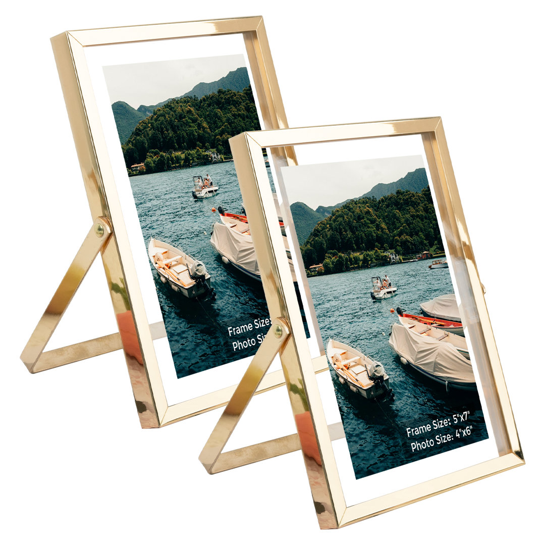 Floating Metal Frame with Real Glass (Set of 2) Ebern Designs 