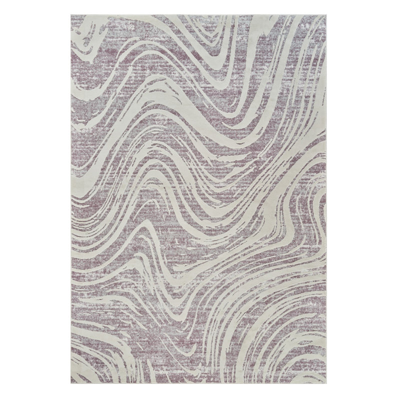 Tapis abstrait délavé beige et mauve 4 pi x 6 pi