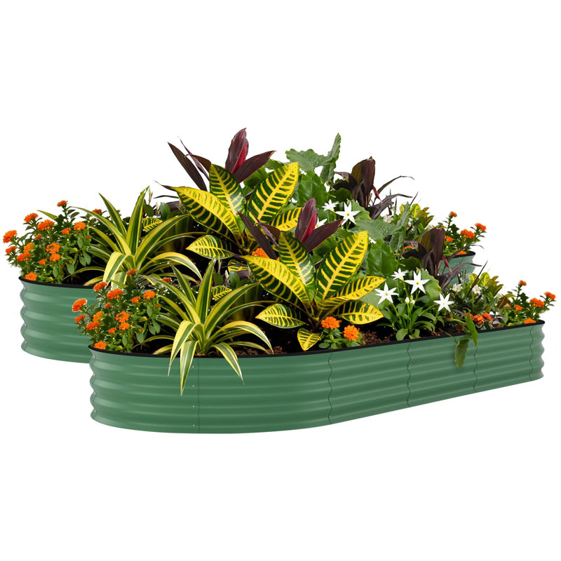 2 Pcs Raised Garden Beds Outdoor, Galvanized Steel Planter Box for Vegetables, Flowers, Rust-Resistant Garden Box, Easy Assembly Raised Beds, Durable Planters for Outdoor Plants