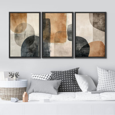 Contemporary Abstract Earth Tones with Geometric Patterns Illustrations Modern Art Boho Room Decor
