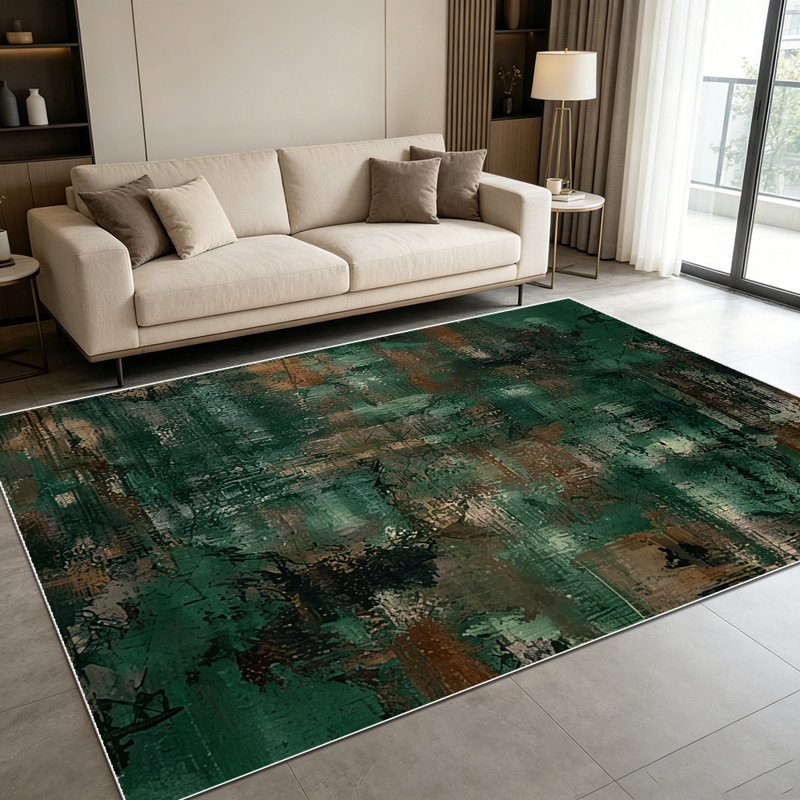 1PC Vintage Textured Dark Forest Oil Painting area rugs for Living Room, Soft and Comfortable, Suitable for all seasons, easy-to-maintain, machine washable Indoor floor mat, Under Table Farmhouse suitable for entryway, dining room, bedroom,