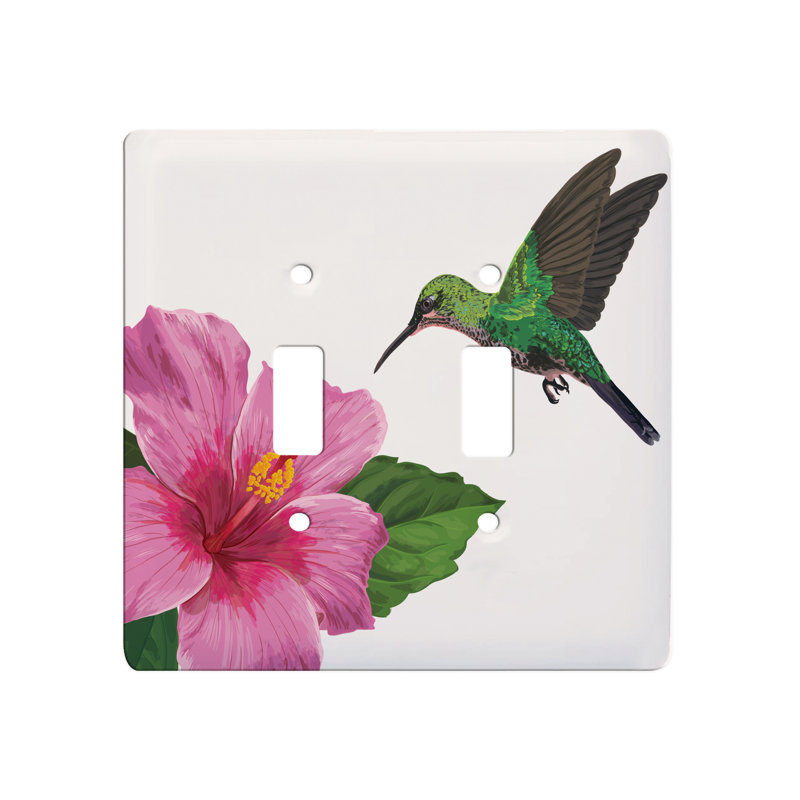 Hummingbird and Hibiscus Double Toggle  Switchplate