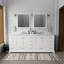 Meuble-lavabo double blanc 84 po X P 22 po D, plateau en marbre de Carrare et Miroirs-118001536