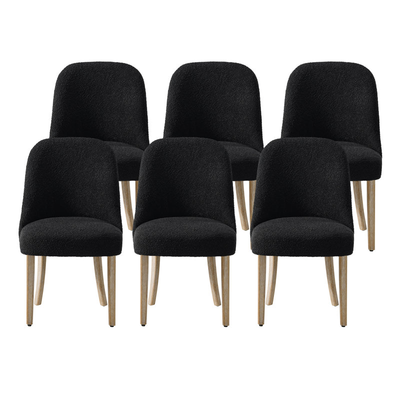 Water And Stain Resistant Boucle Upholstered Side Chair (Set Of 6), Black
