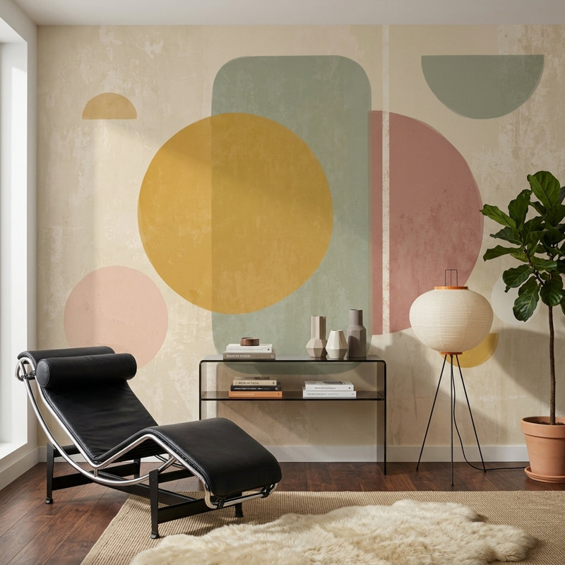Murale rétro Mid Century, 100 po x 96 po, Non tissé