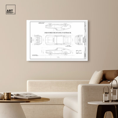 Mustang Fastback Canvas Print Cars Wall Decor by Art Remedy, Gallery Wrapped, 54 x 36