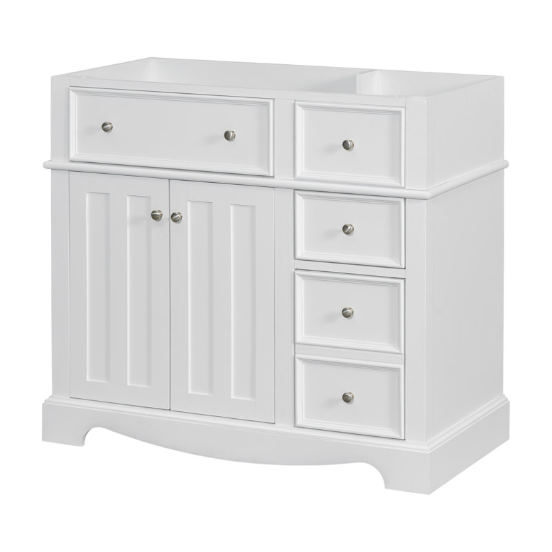 Armoire de salle de bain autoportante de style moderne, armoire de rangement à structure en bois avec tiroirs et tablette réglable