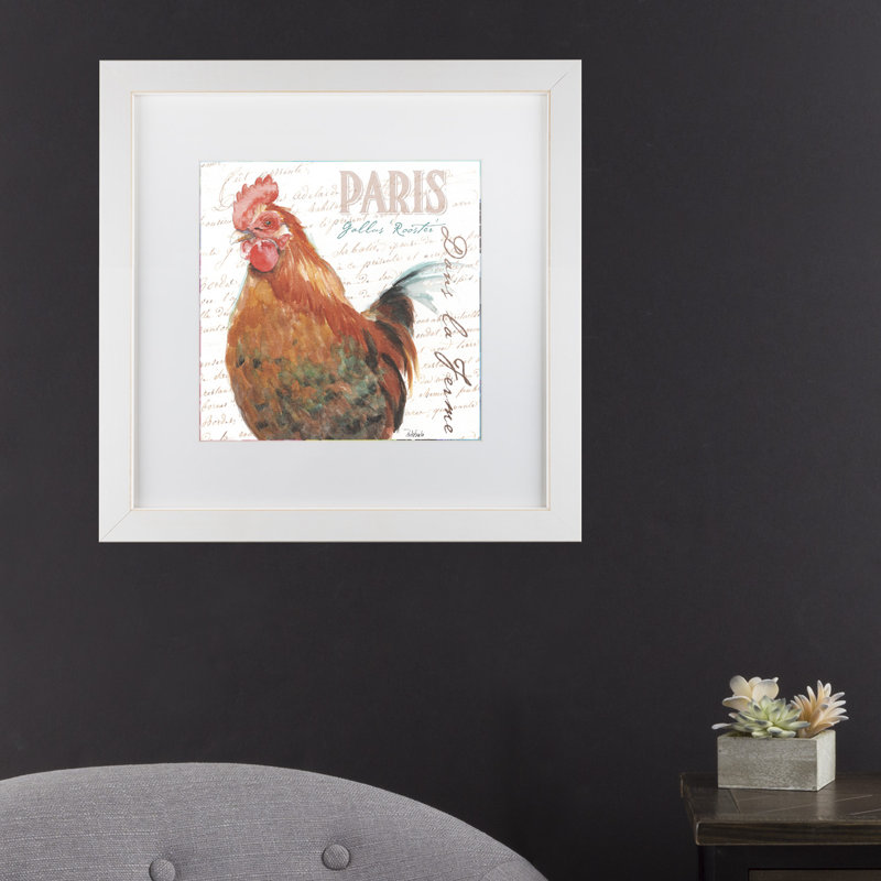 « à la ferme coq i », reproduction d’impression sur toile, H 16 po x l 16 po x P 0,5 po, Cadre argenté, Noir