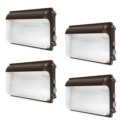 LED Wall Pack Light, 80W/70W/60W and 3CCT Adjustable, AC120-277V, 0-10V Dimmable, IP65 Waterproof,  10800LM LED Wall Pack with Photocell for Shop, Entryway, UL Listed, 4Pack