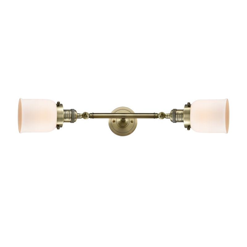 ClipperCove 2 - Light Dimmable Vanity Light, 60 Watt Vintage Incandescent Bulb, Matte White Cased, Antique Brass