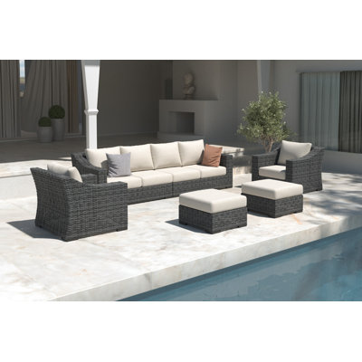 Eloisa Wicker 8 - Person Patio Conversation Set with Cushions