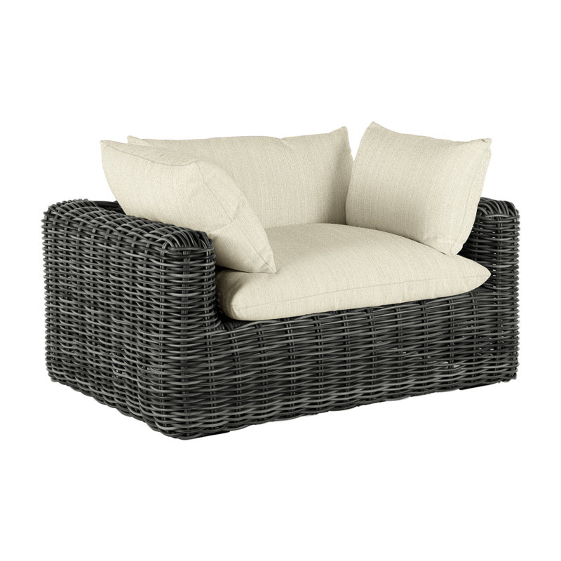 Montecito Patio Chair with Cushions, Raffia, Dove Sunbrella® Linen, No Welt
