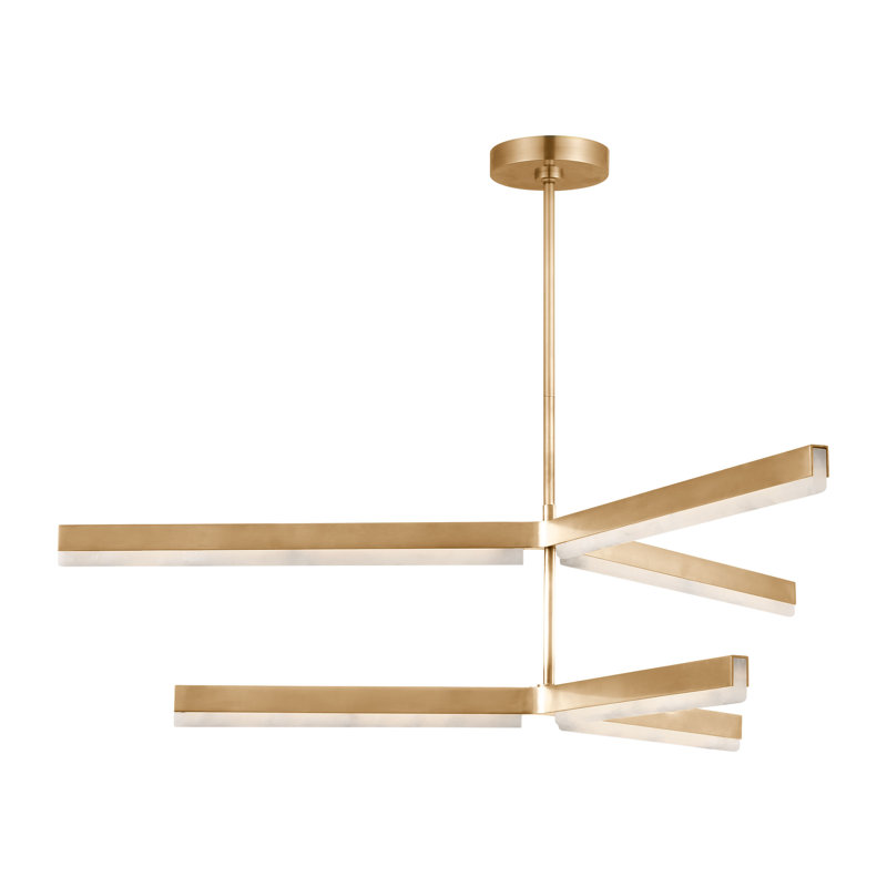 Linea LED Chandelier, Hand Rubbed Antique Brass