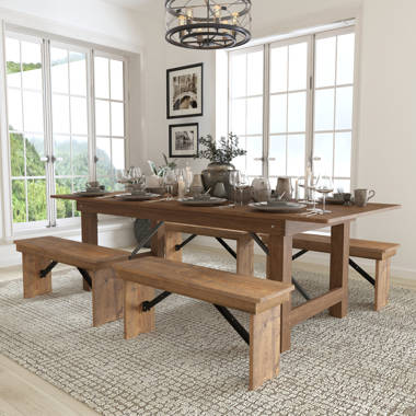 Flash Furniture Hercules Series 7' x 40 Rustic Solid Pine Folding Dining  Table, Rectangular Antique Farmhouse Dining and Event Extension Table