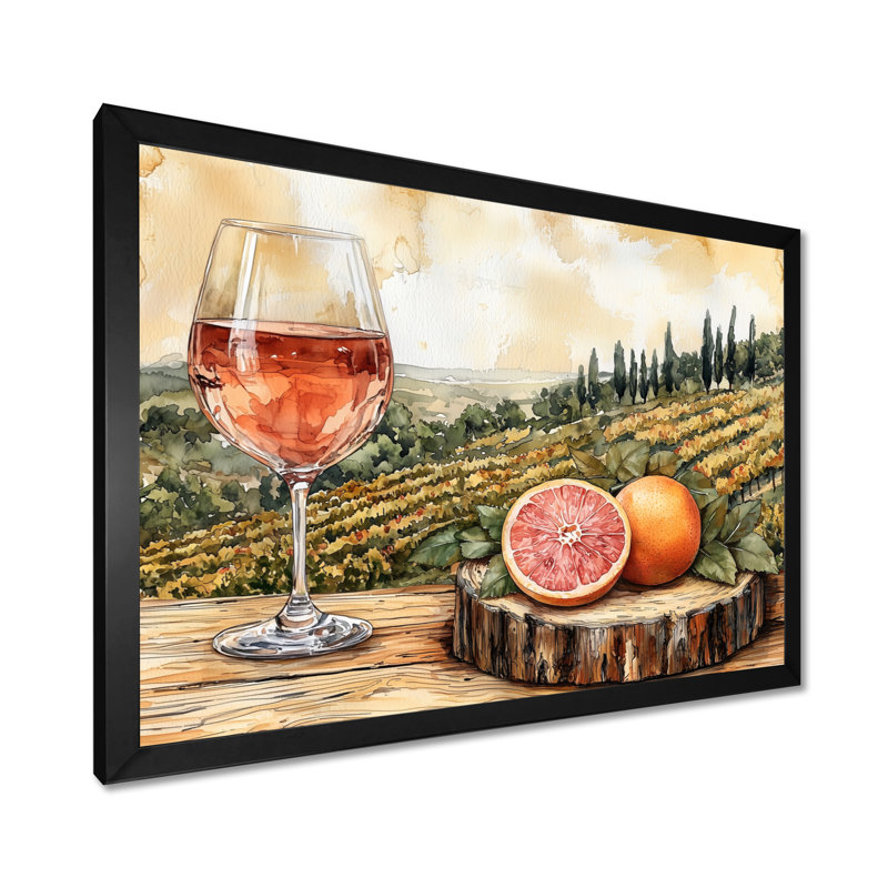Birtie - Vineyard, art mural, H 30 po x l 40 po, Reproduction encadrée d'une seule photo, Noir