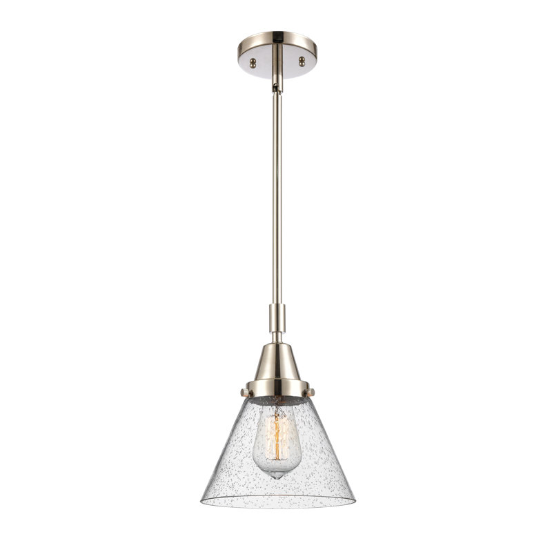 Luminaire suspendu conique à 1 lumière Aleaha, H 44,12 po x l 8 po x P 8 po, Ampoule non incluse, Nickel poli