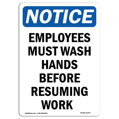 Employees Must Wash Hands Before Sign