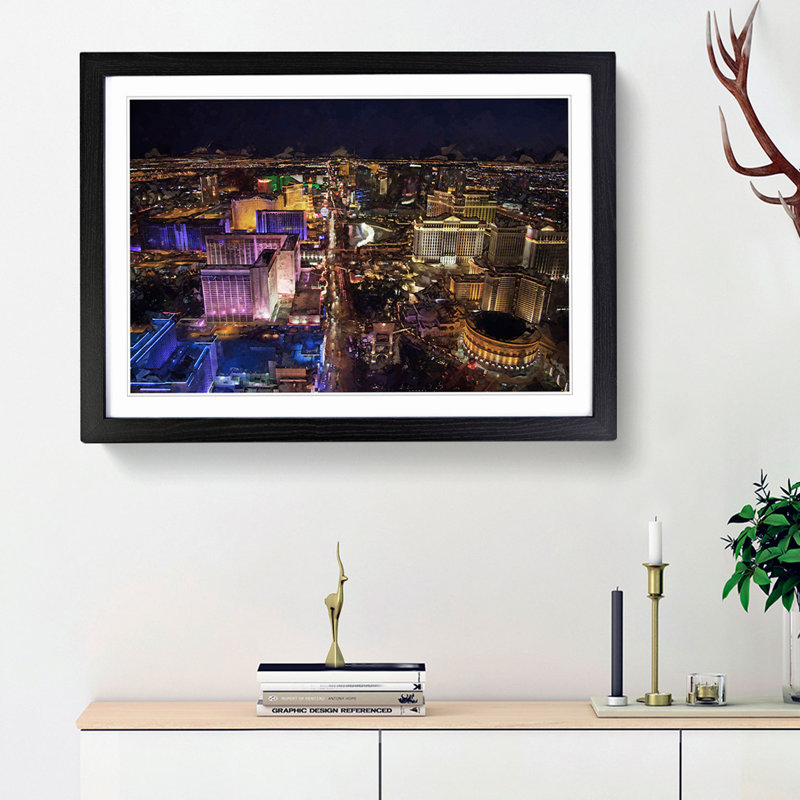 Aerial View of the Las Vegas Strip in Abstract - Picture Frame Graphic Art Print, Black Framed, 27cm H x 36cm W x 2cm D