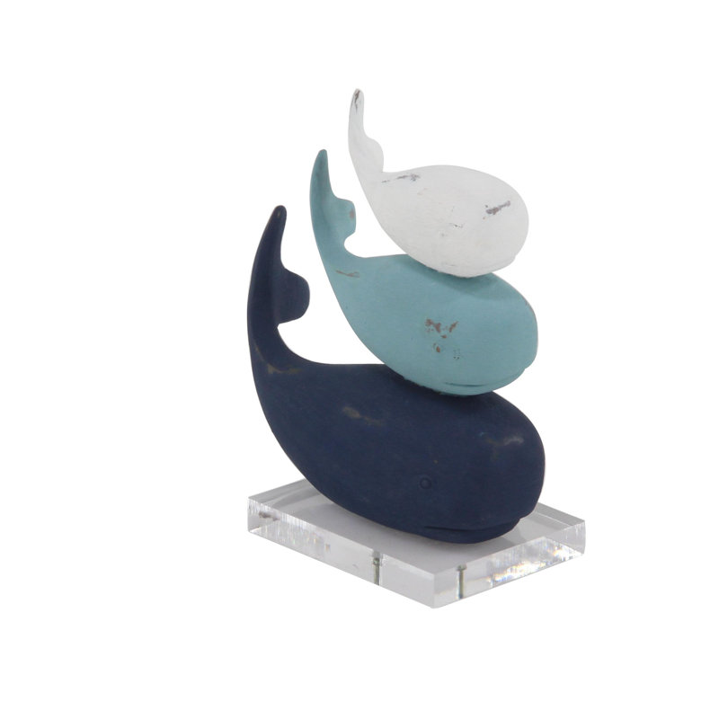Shan 15" H Stone Whale Sculpture with Clear Acrylic Base