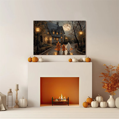 1 pièce, impression sur toile encadrée, Spooky Candy crawl Halloween, impression sur toile pour salon, chambre, bureau, salle de bain, dortoir, prêt à accrocher