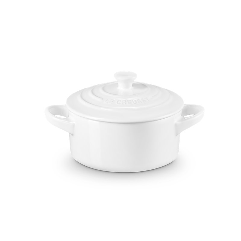 Le Creuset Stonware Mini Round Cocotte, White