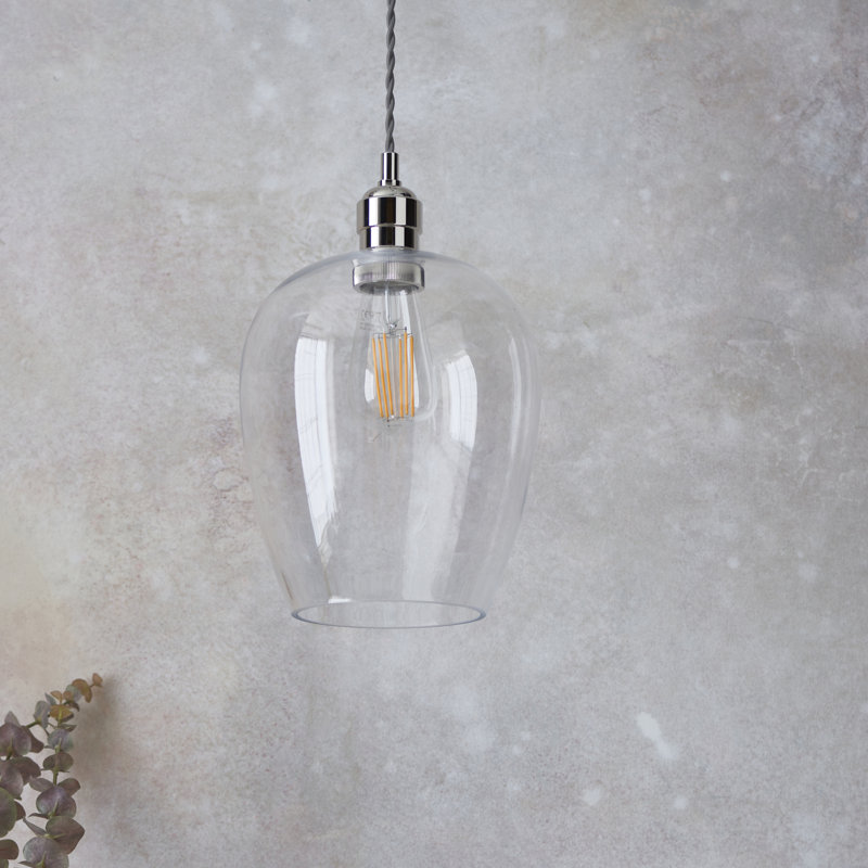 Hovey 1 - Light Single Pendant, 47cm H x 21cm W x 21cm D, Bright Nickel