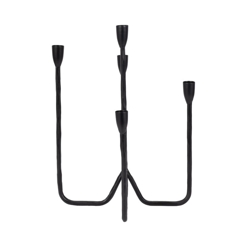 Albright 16'' H Metal Tabletop Candle Holder, Black
