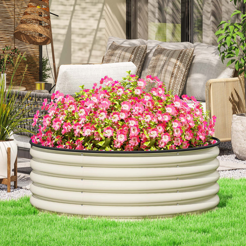 Metal Raised Garden Bed, Cream Whtie