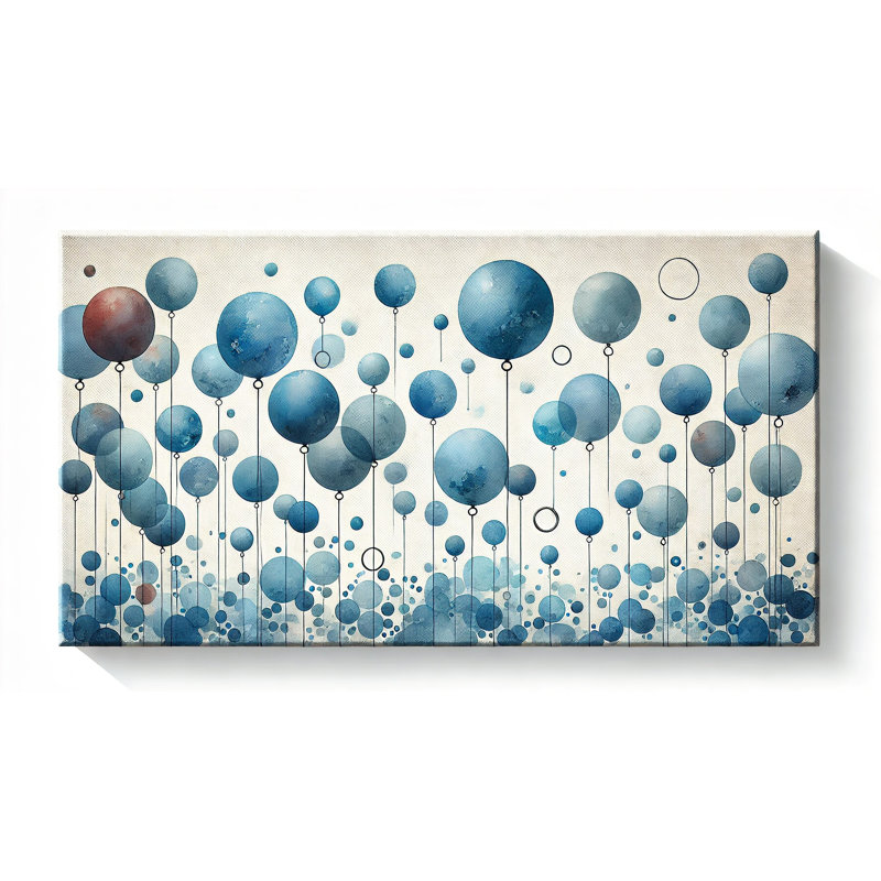 «Rising Blue Ballons», reproduction d'art sur toile abstraite, H 24 po x l 42 po
