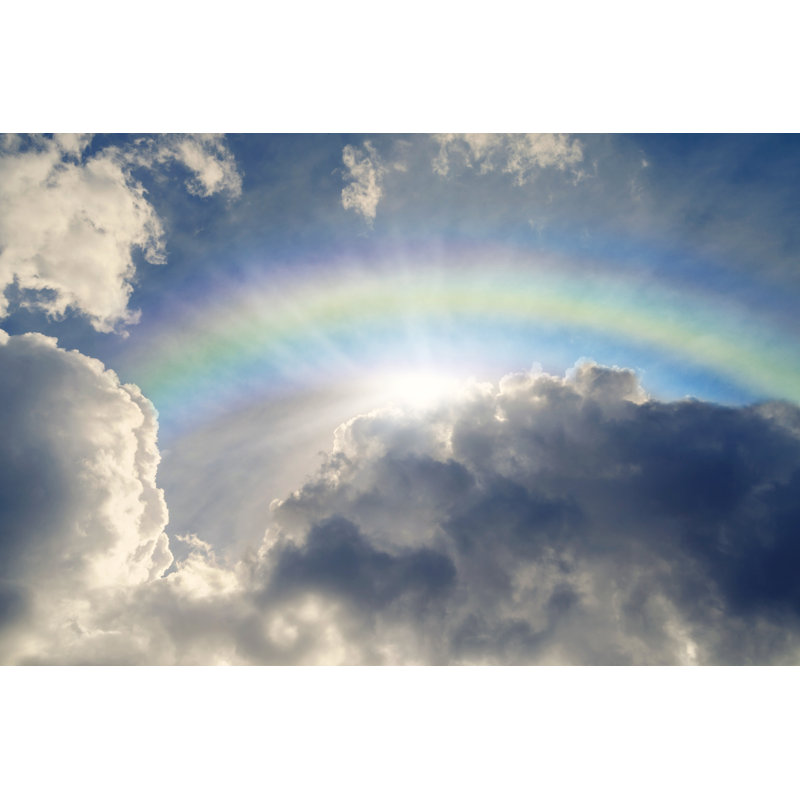 Blue Sky With Rainbow And Sun Reflection - Wrapped Canvas Print, 51cm H x 76cm W x 3.8cm D