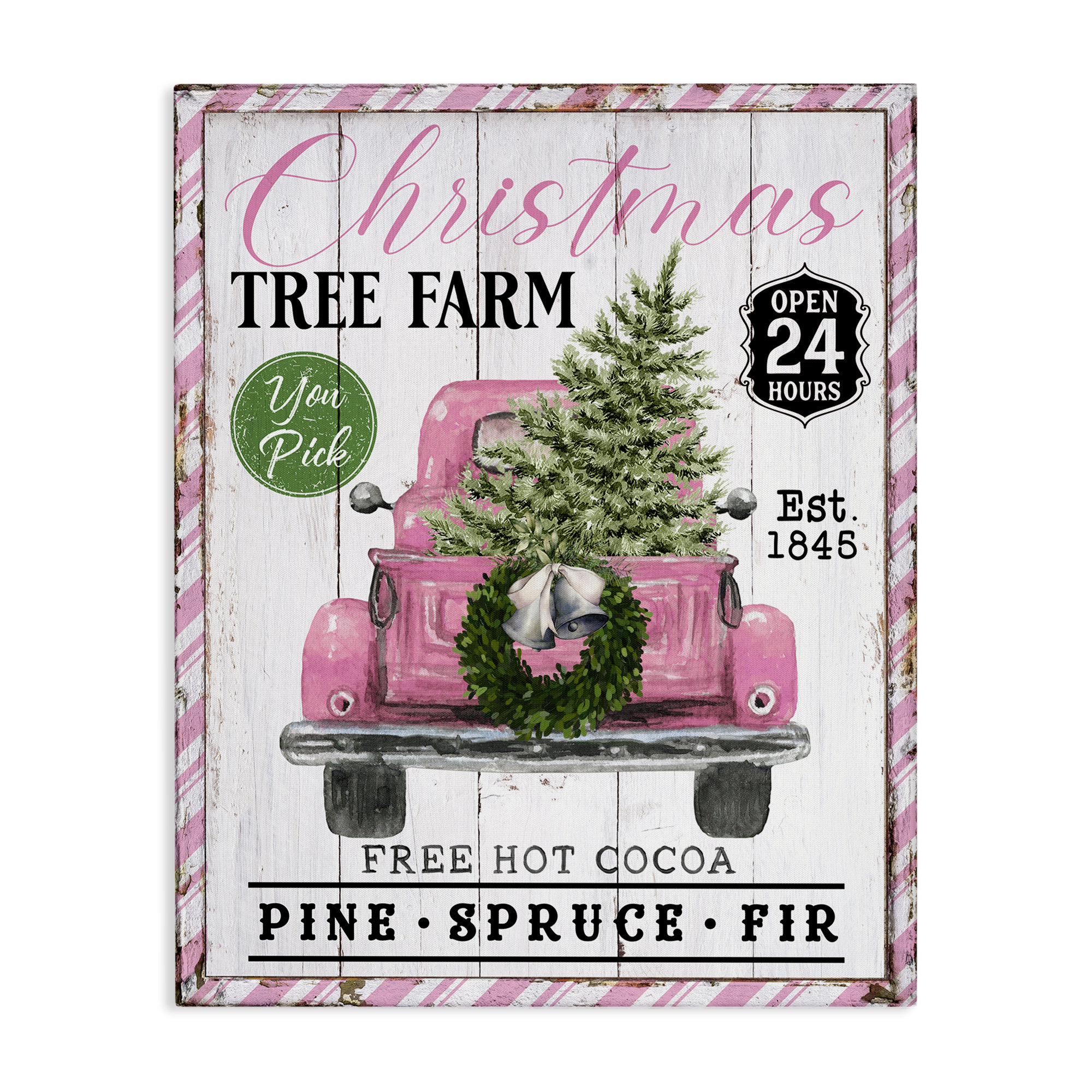 Ophelia & Co. Pink Christmas Tree Farm Canvas Wall Art by Creatif Belle | Wayfair