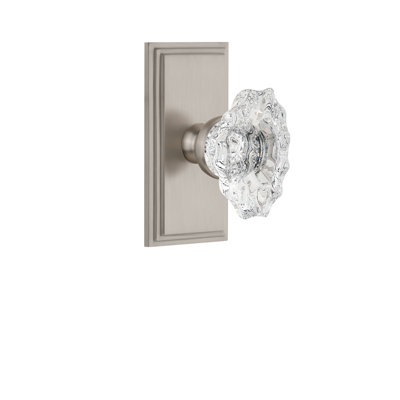 Grandeur Carré Plate Privacy with Biarritz Crystal Door Knob