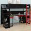 Lit mezzanine en bois avec escalier de rangement, bureau, tablettes et panneau perforé-1687799332-1687799334
