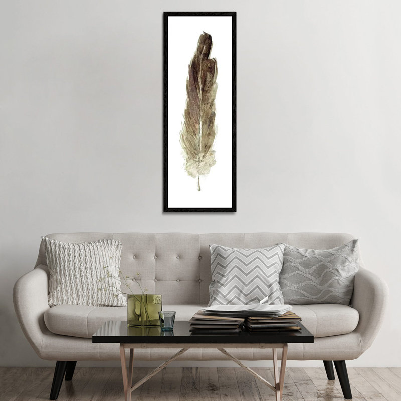 Soft Feather I by Sally Swatland - Panoramic Gallery-Wrapped Canvas Giclée on Canvas, Black Framed, 152.4 cm H x 50.8 cm W